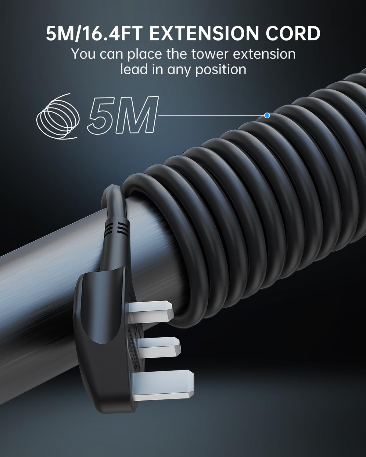 Tower Extension Lead 3M, 8 AC Outlets and 4 USB Ports Extension Tower