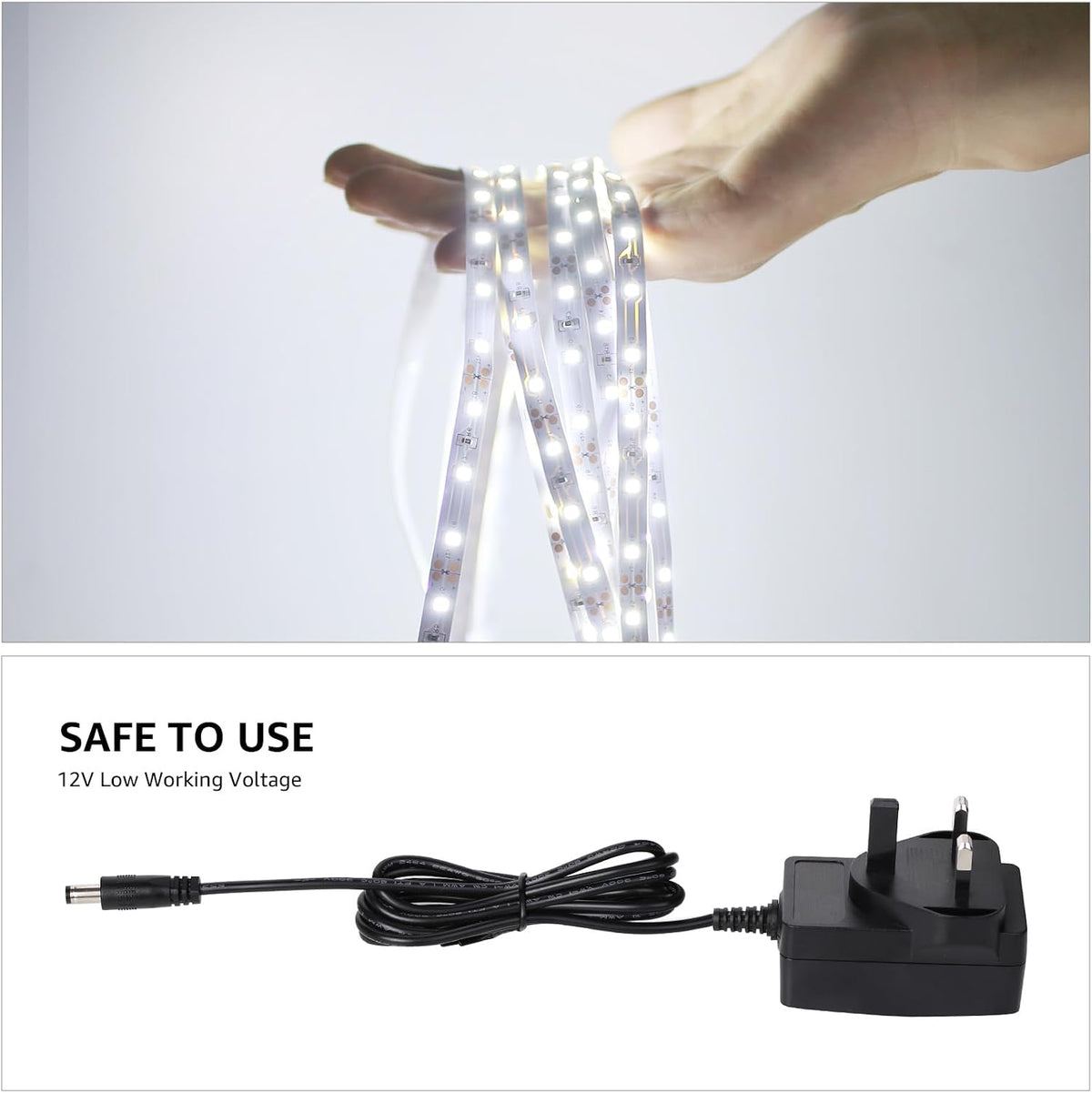 Lepro 5M LED Strip Light, Cool White 6000K, 1650LM 15W, Dimmable, Stick on