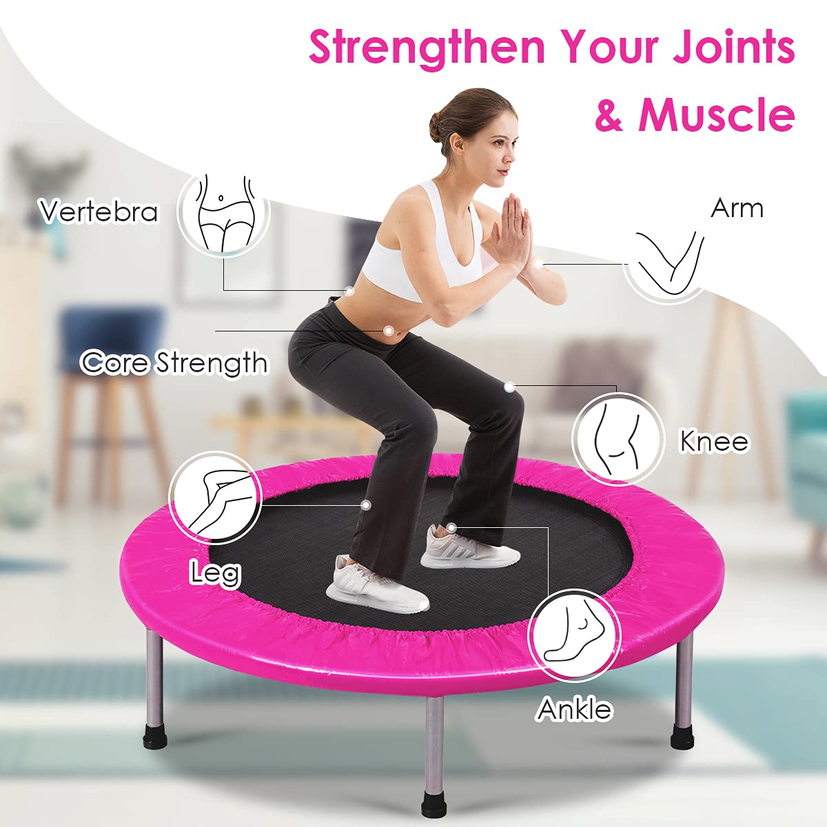 COSTWAY 38" Foldable Mini Fitness Trampoline with Carry Bag — Max 150 kg
