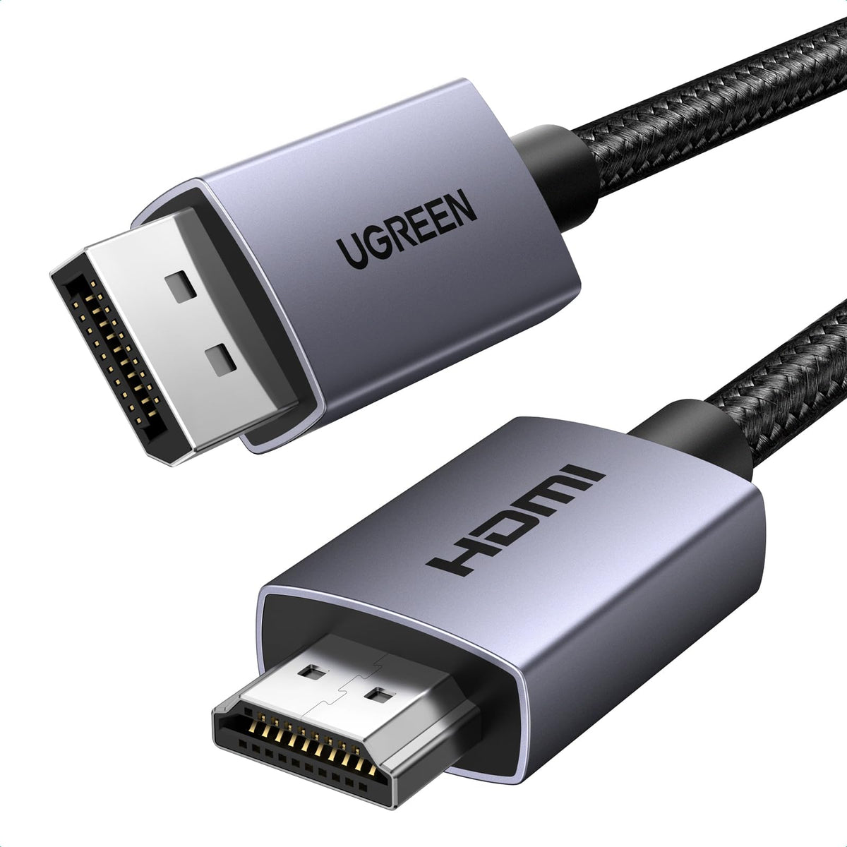 UGREEN 4K Displayport to HDMI Cable 2M Unidirectional Braided DP to HDMI