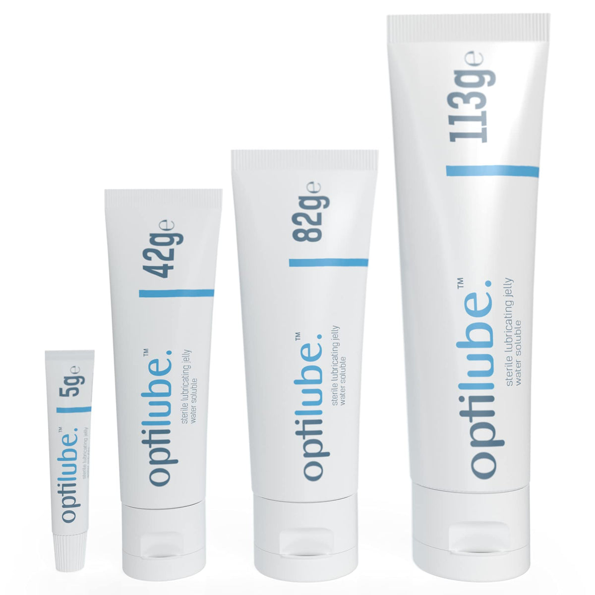 OptiLube Tubes - Sterile Lubricating Jelly for Insertion of Medical Devices in 5g, 42g, 82g, and 113g Tubes, Water Soluble Lubricant with Easy-to-Use Flip Cap (5g x 48)