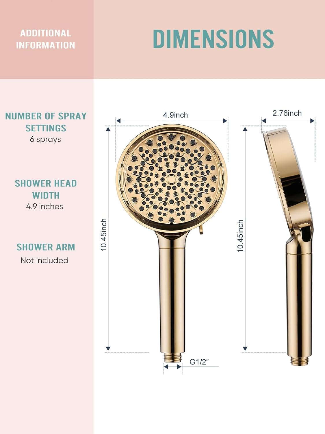 Cobbe Hard Water Filter Shower Head with 1.5m Hose and Holder