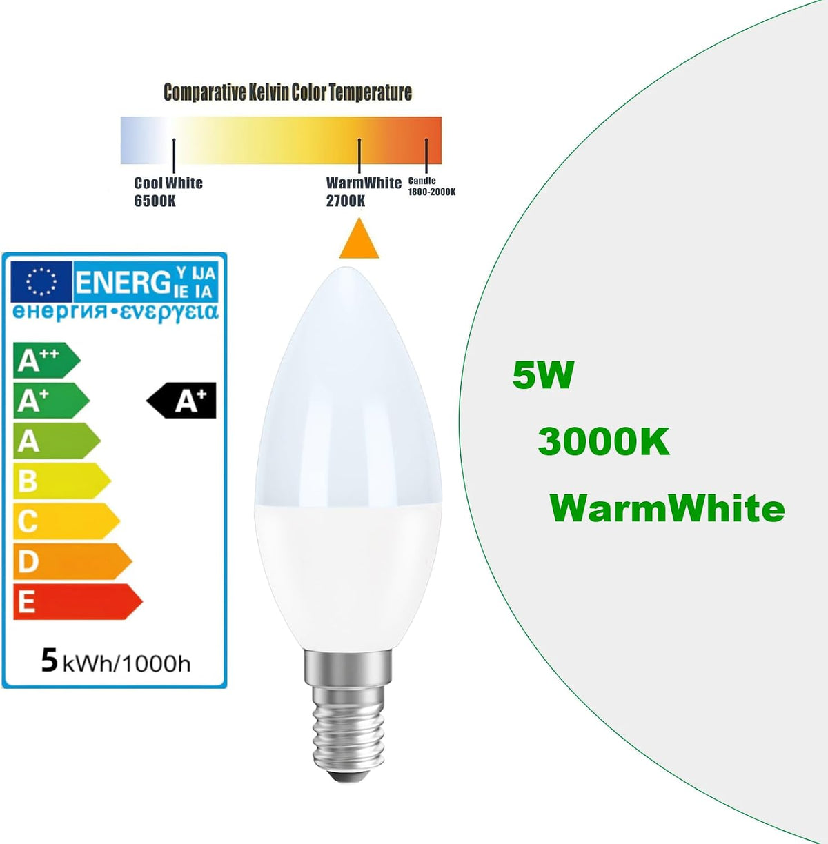 SES E14 Led Light Bulb Warm White,40W Equivalent,Pack of 6