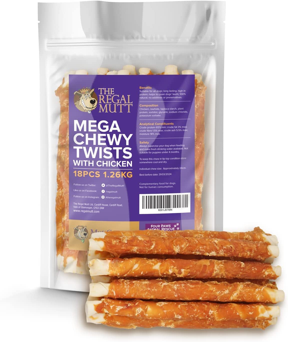 The Regal Mutt - Chewy Twists with Chicken - 1kg Bag