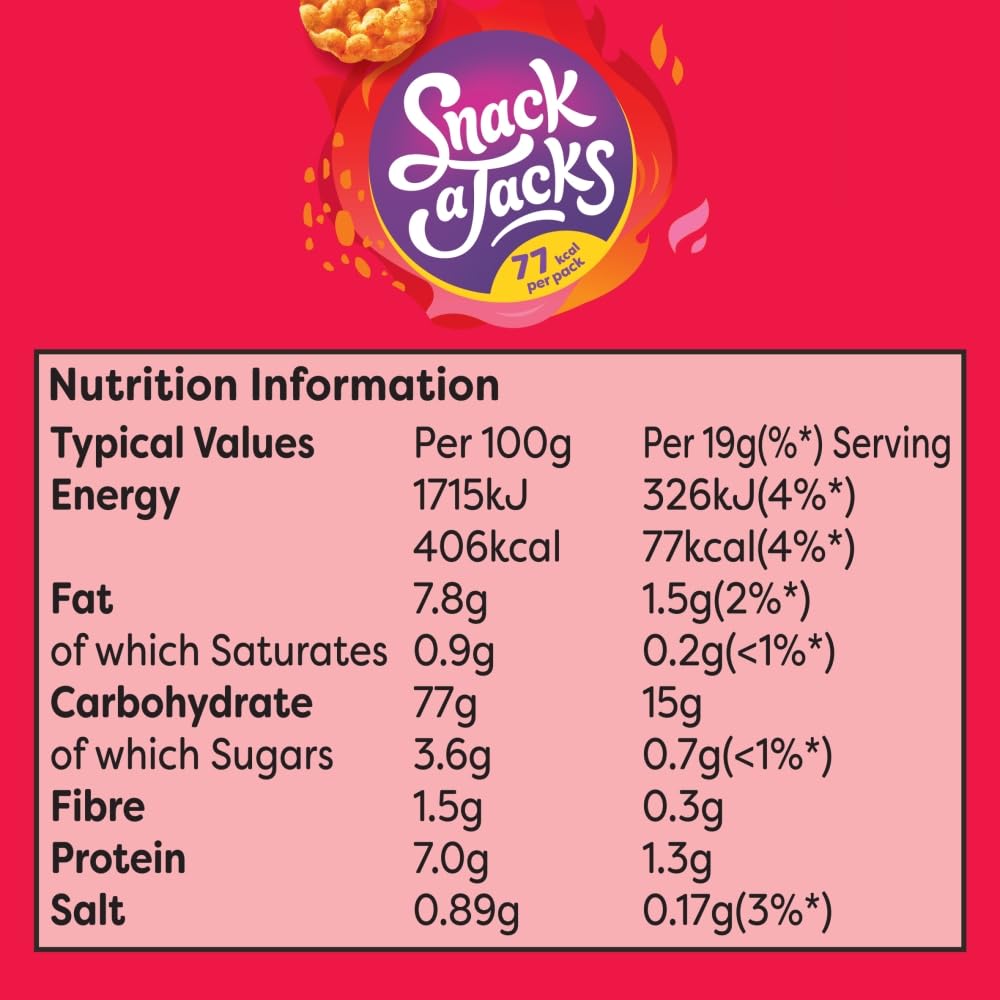 Snack a Jacks Sweet Chilli Multipack Rice Cakes Crisps 5 x 19g