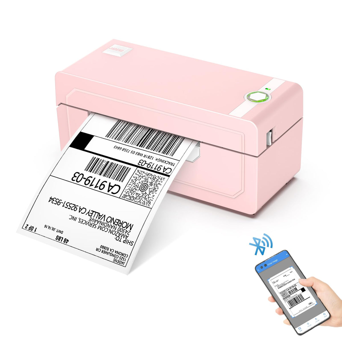 JADENS Bluetooth Thermal Label Printer, 4x6 Shipping Label Printer, 50 Labels Included, Compatible with Hermes, Royal Mail, DHL, DPD, Evri, Amazon, Shopify