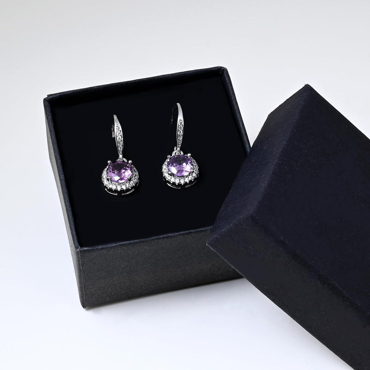 Birthstone Drop Earrings for Women, Silver Plated Dangle Earrings