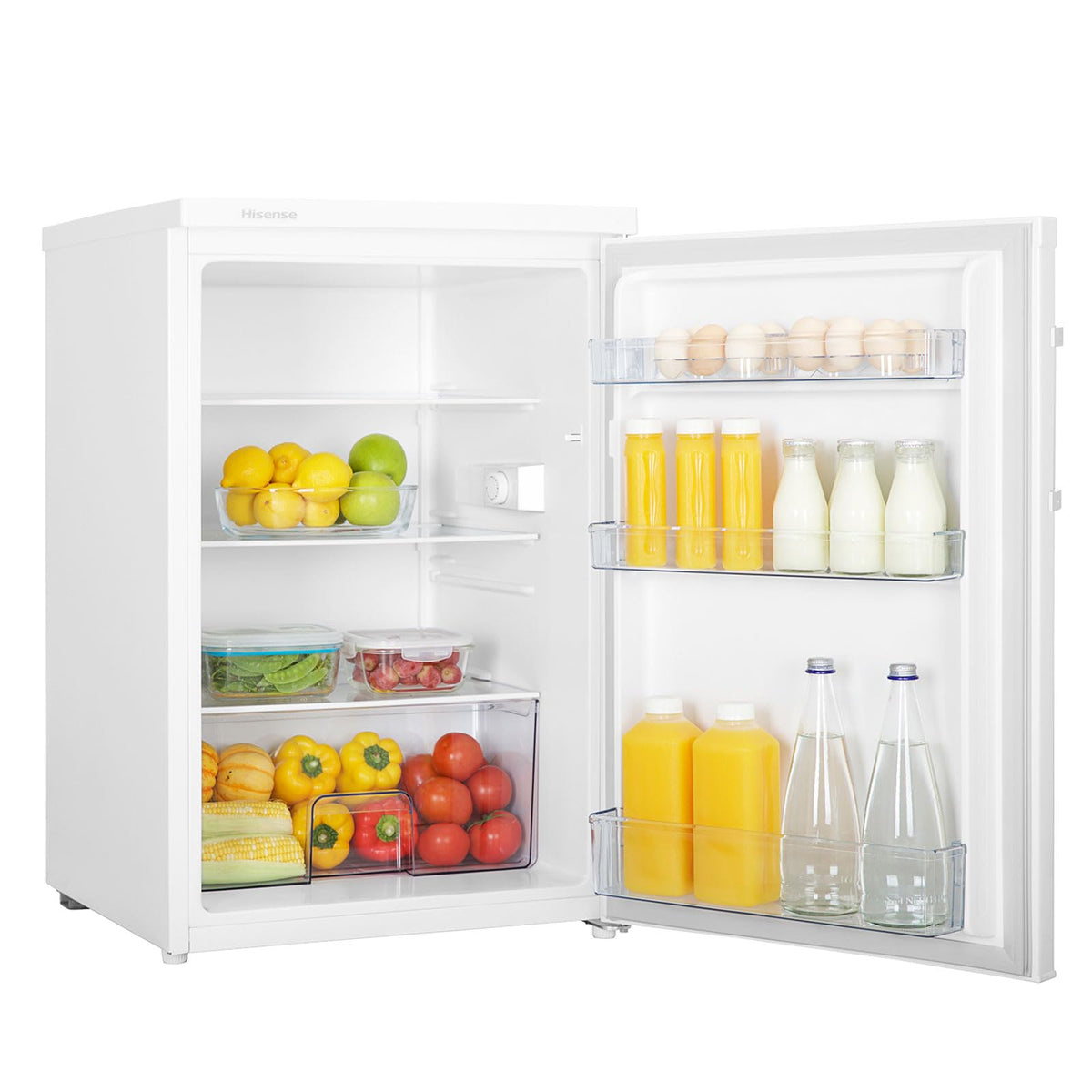 Hisense FV105D4BW21 56cm Under-Counter Freezer, 82-Litre Capacity, Reversible Door, 3 Freezer Drawers, White, E Rated