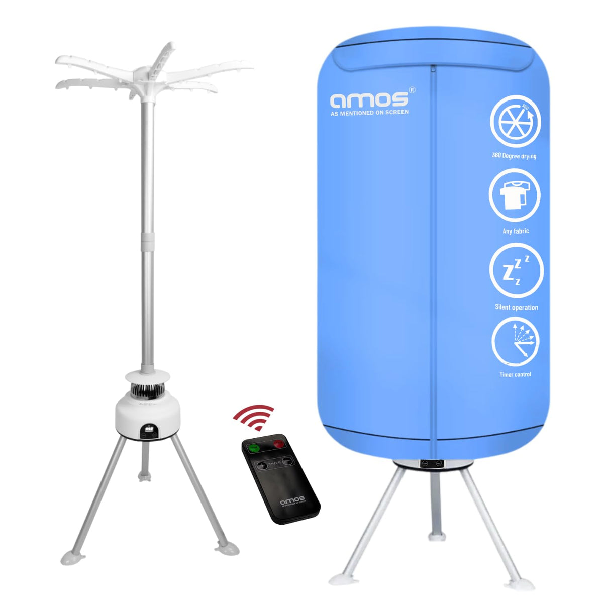 AMOS Eezy Dry Pod Heated Electric Clothes Dryer 10KG Capacity 1000W Indoor & Outdoor Folding Airer for Laundry Large Foldable Rack for Fast Drying With Cover (Dry Pod)