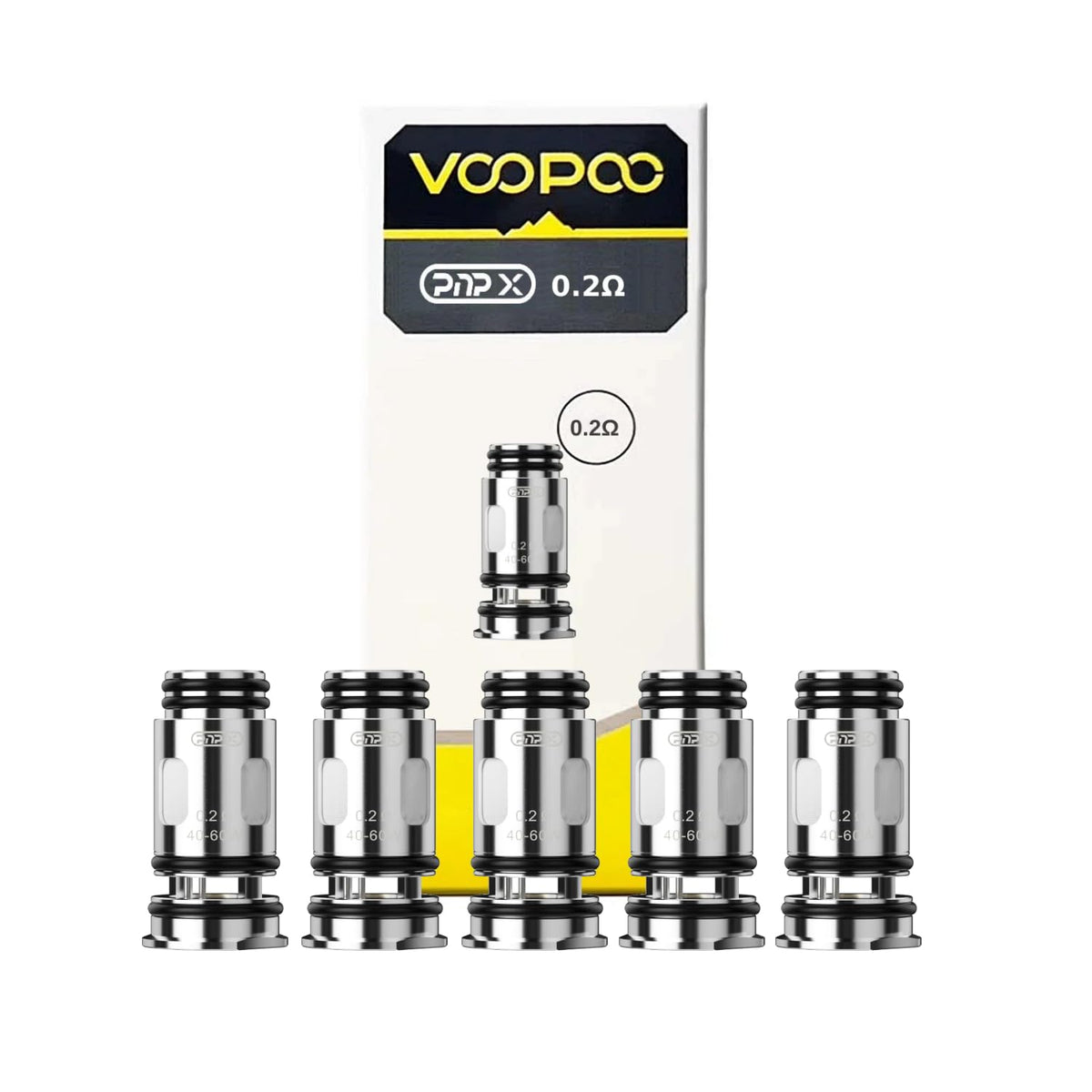 VOOPOO PNP X Coils 5 Pack - 0.15 ohm, 0.2 ohm, 0.3 ohm, 0.6 ohm for DTL/RDL/MTL Vaping, Mesh Coils, Leak Proof Design, No Liquid, No Nicotine (0.3 ohm (32-40W))