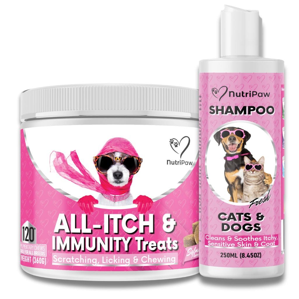NutriPaw All-Itch Immunity Treats For Dogs - Soothe Itchy Paws, Eyes, Ears, Skin - Stop Itching, Licking, Scratching - Perfect for Small, Medium & Large Dogs - Supports Seasonal Itching