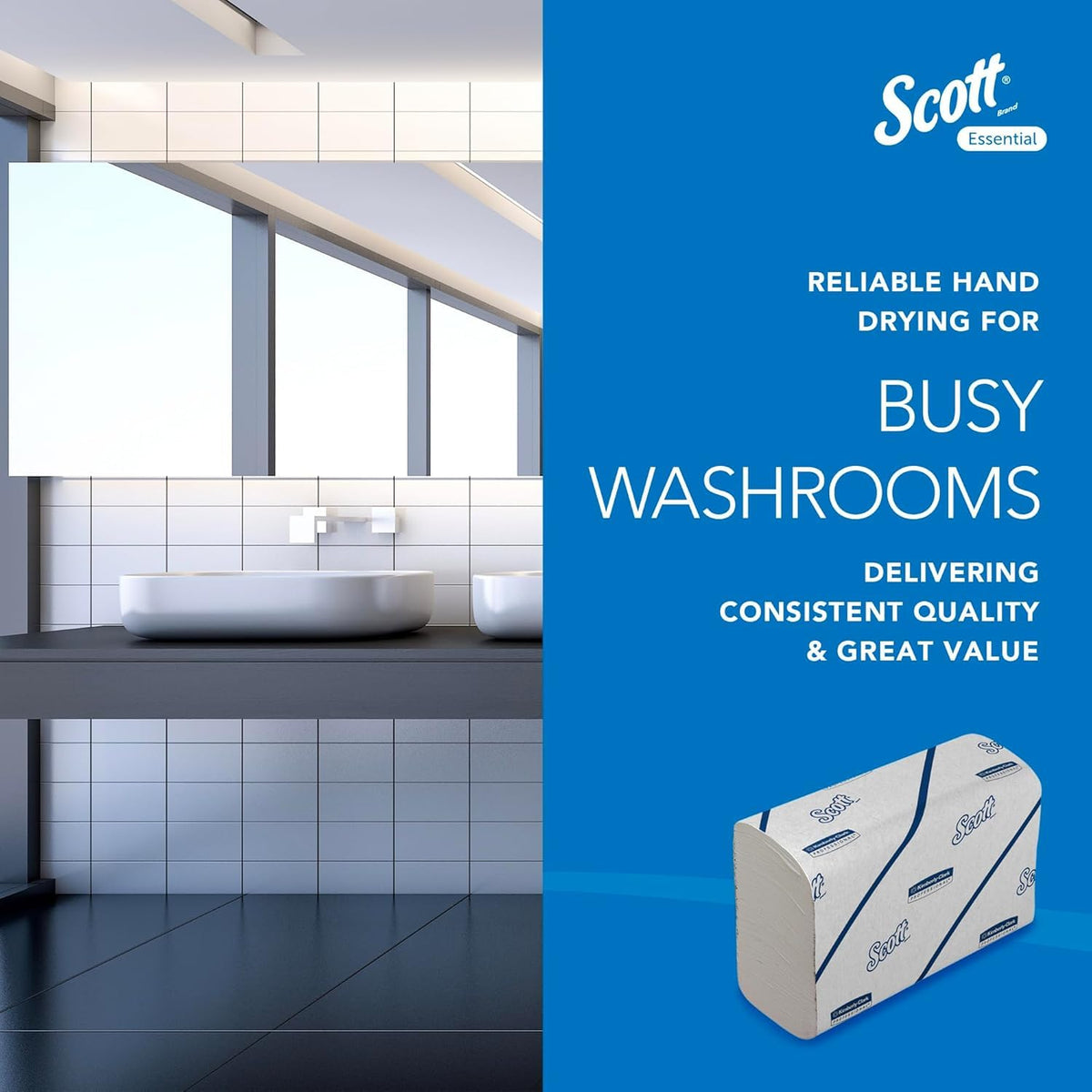 Scott Essential Narrow Fold Paper Towels 6636, FSC certified, 12x220 Sheets