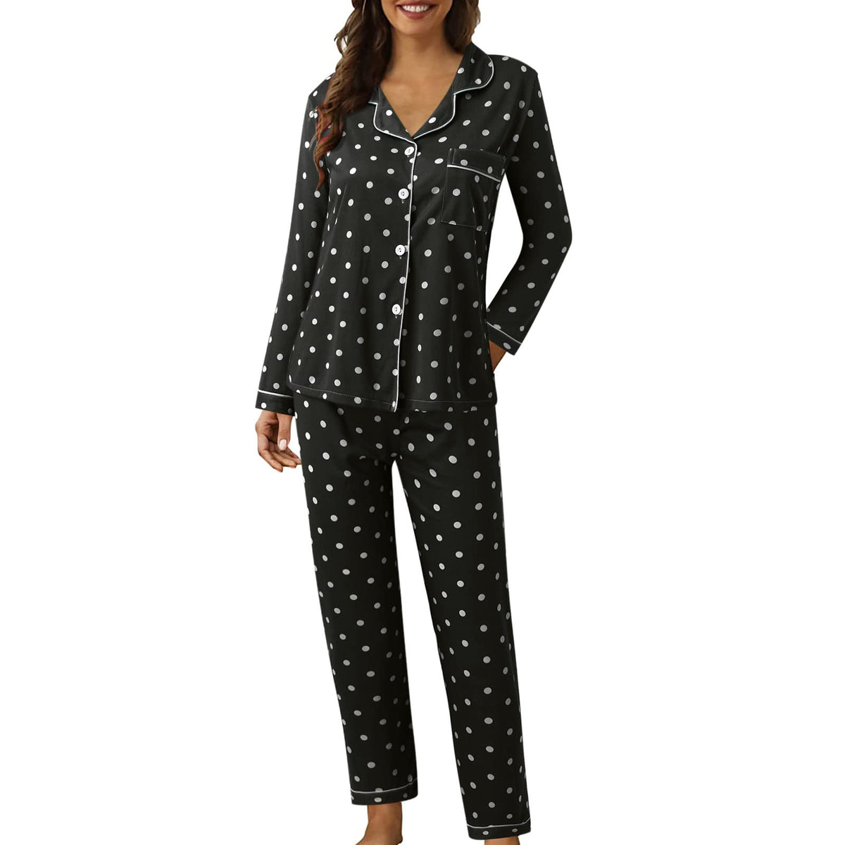 Pyjamas For Womens Women Pyjamas Set Lounge Wear Sets Matching Christmas Pjs Ladies Plus Size Co Ord Sets Autumn Nightwear Wide Leg Trousers Long Sleeve Comfort Nighties Fashion Fall Clothing Outfits