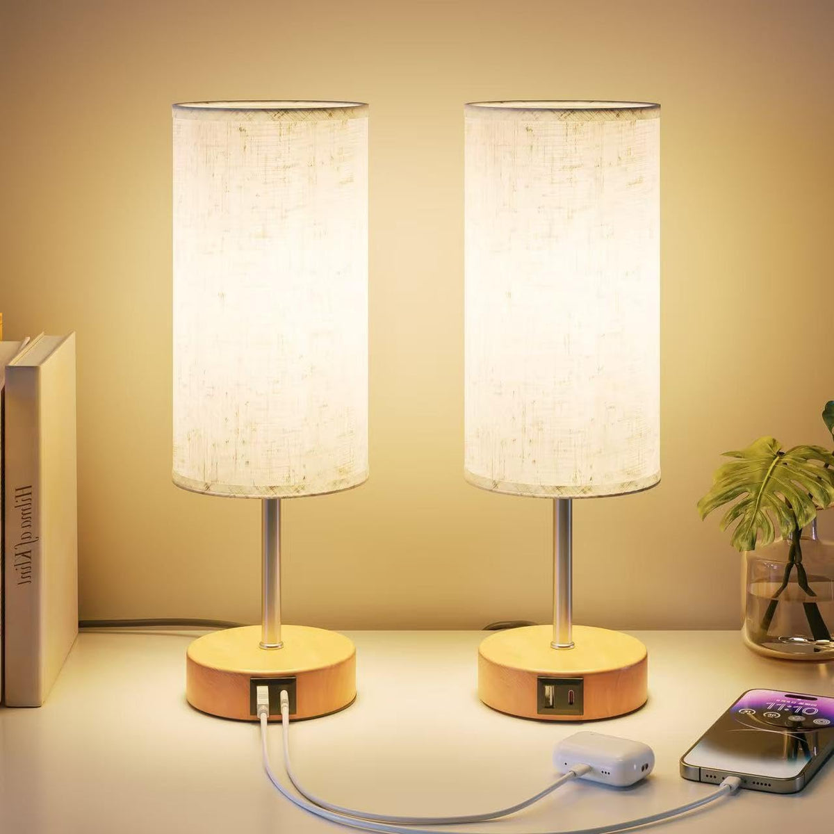 Bedside Lamp, Touch Table Lamp for Bedroom, Living Room & Office