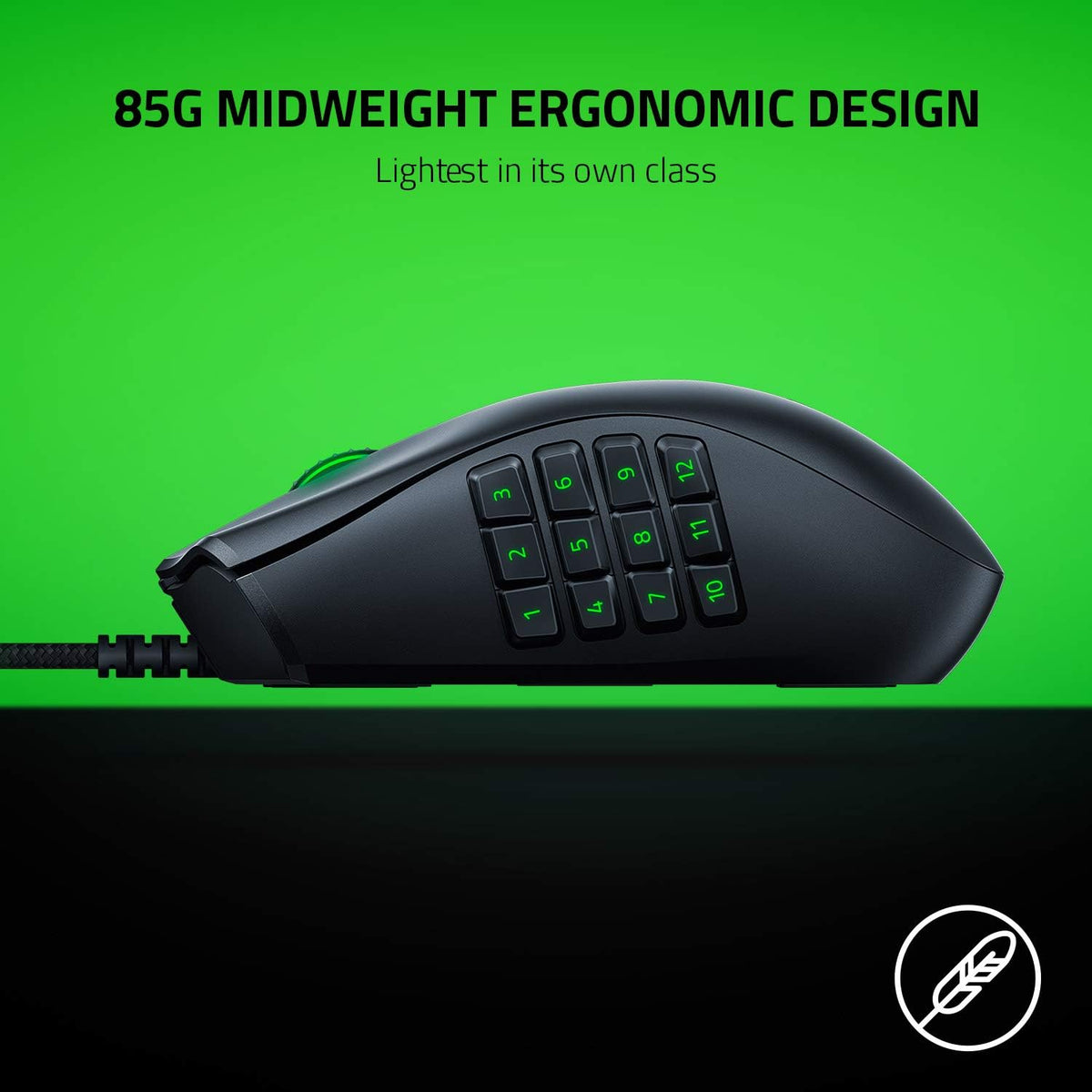 Razer Naga X - Ergonomic MMO Gaming Mouse with 16 Programmable Buttons (2nd Gen Optical Mouse Switches, Advanced 5G Optical Sensor, 85g Ergonomic Design, RGB Chroma, Speedflex Cable) Black