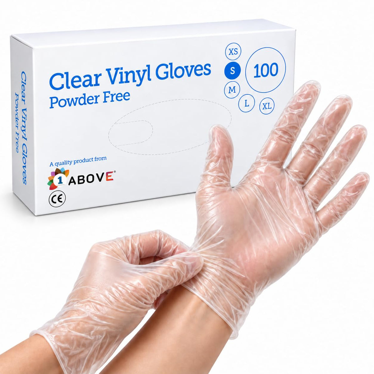 1ABOVE 100 Clear Vinyl Gloves Medium Latex-Free Powder-Free