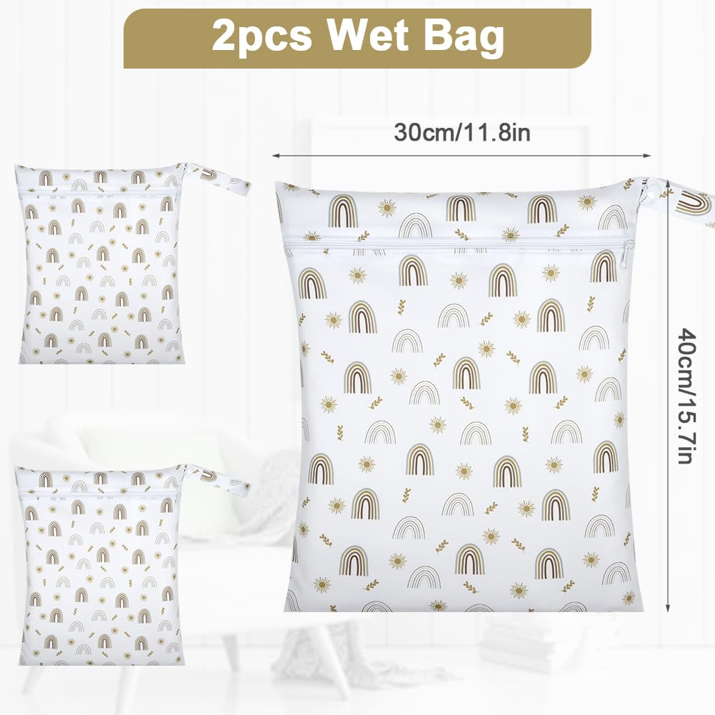 2PCS Wet Bags for Baby Items, Wet Swimsuits, Beach, Camping(Black)