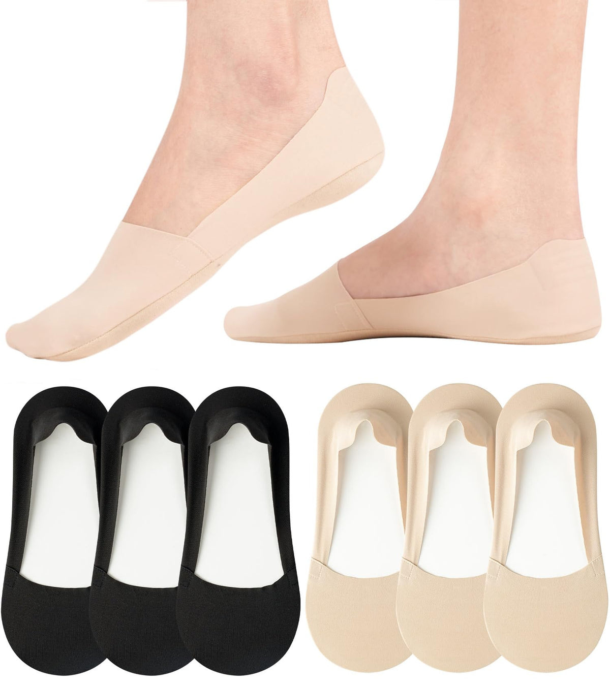 No Show Trainer Socks Womens, Non Slip Invisible Socks for Ladies