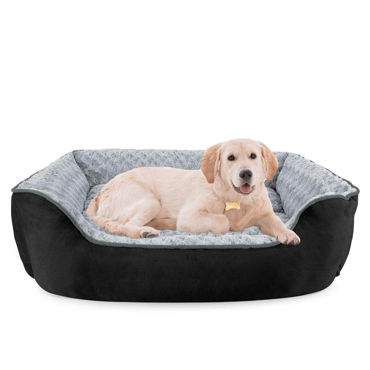 JOEJOY Dog Bed Medium - Washable Rectangle Dog Beds, Anti-Anxiety, Soft Plush Non-Slip Bottom Pet Bed - Small | Medium | Large Size Mattress Mat, Grey
