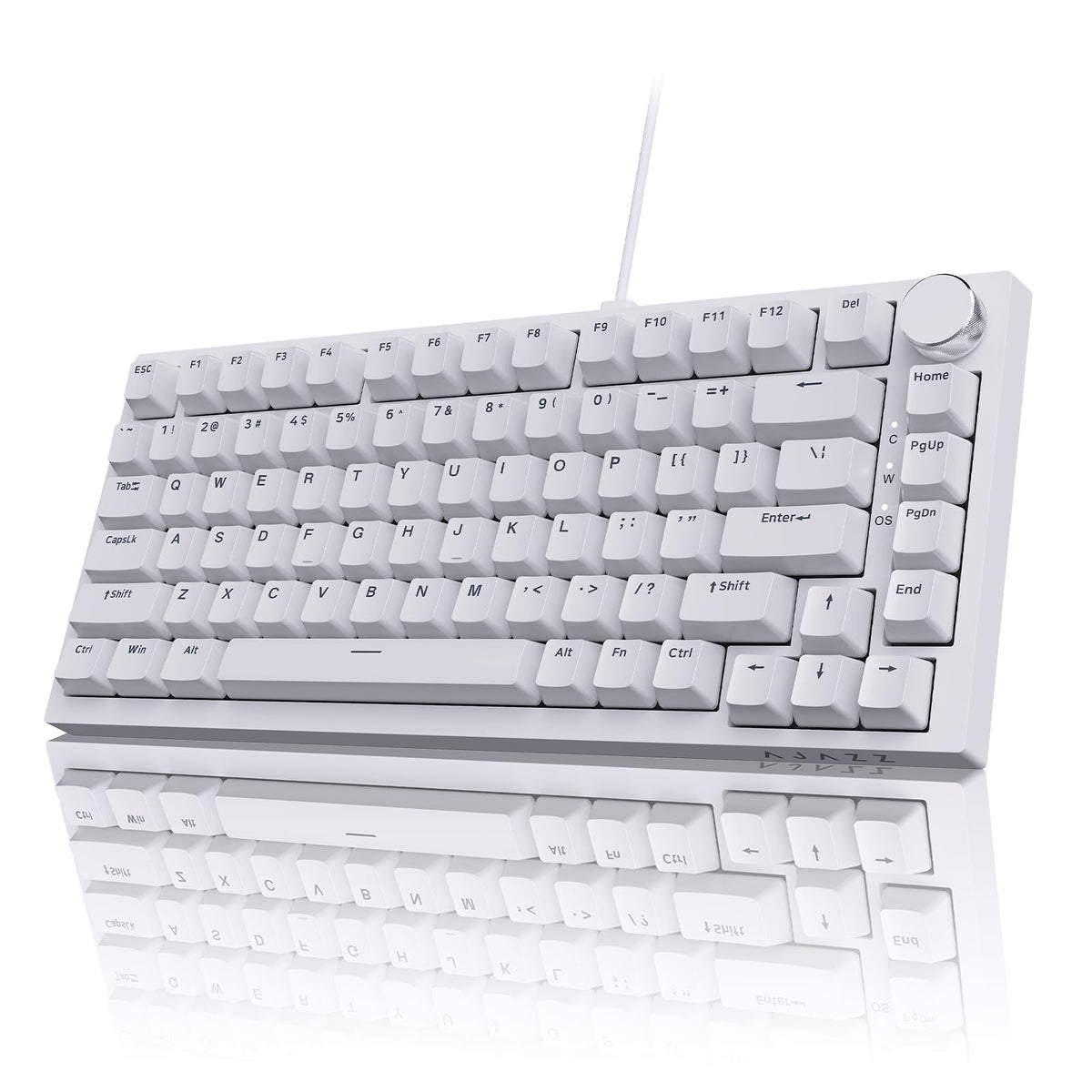 AJAZZ AK820 Wired Mechanical Keyboard, 75% Gaming Keyboard with Volume Control Knob, PBT Keycaps, 82 Keys, Five-Layer Sound Insulation Pad, South-Oriented RGB, Full-Key Hot Swap, Black Grey Yellow