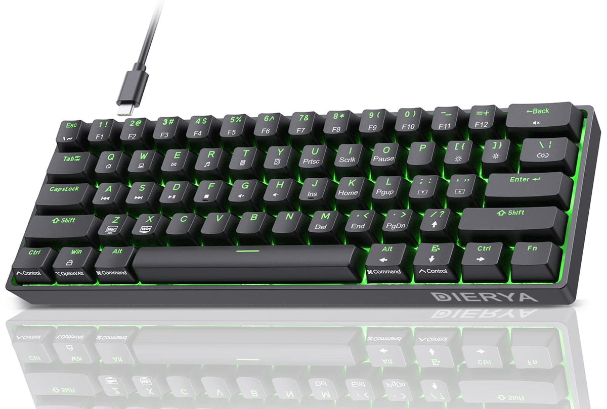 Dierya DK61SE 60% Gaming Keyboard, Wired, US QWERTY, Brown Switches, Black