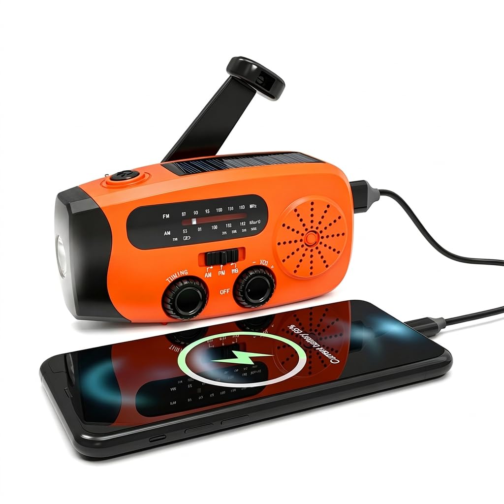 Wind Up Radio, Solar Emergency Radio, Portable Hand Crank Radio Torch
