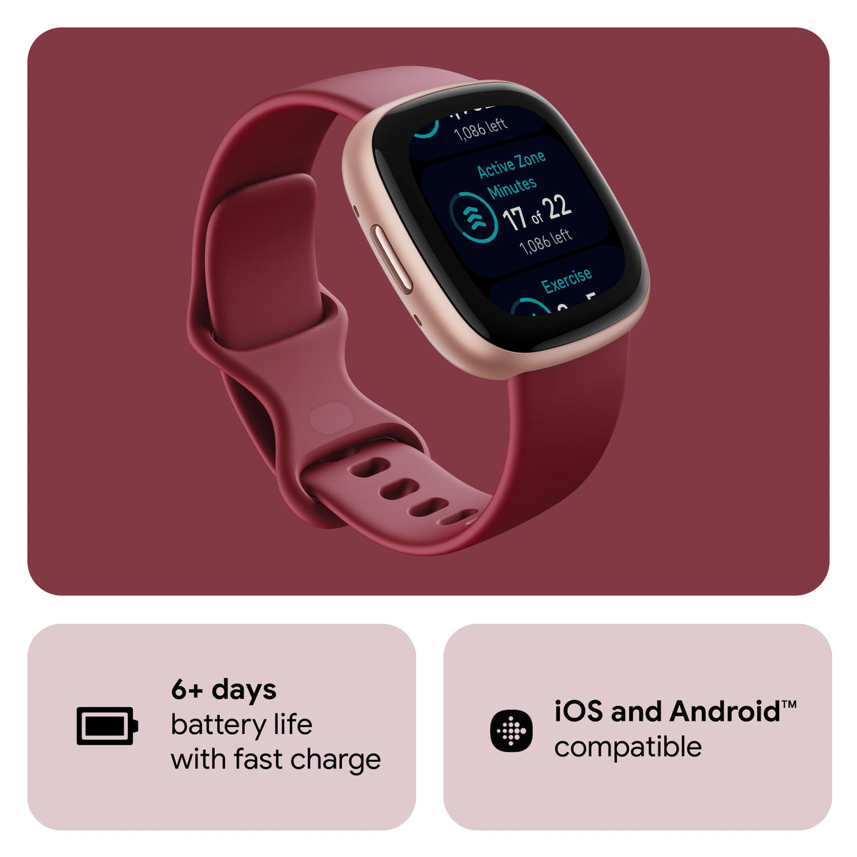 Fitbit Google Versa 4 Fitness Smartwatch with 3 Months Google Health Membership Included and up to 6 days battery life - compatible with iOS & Android, Black/Graphite Aluminium