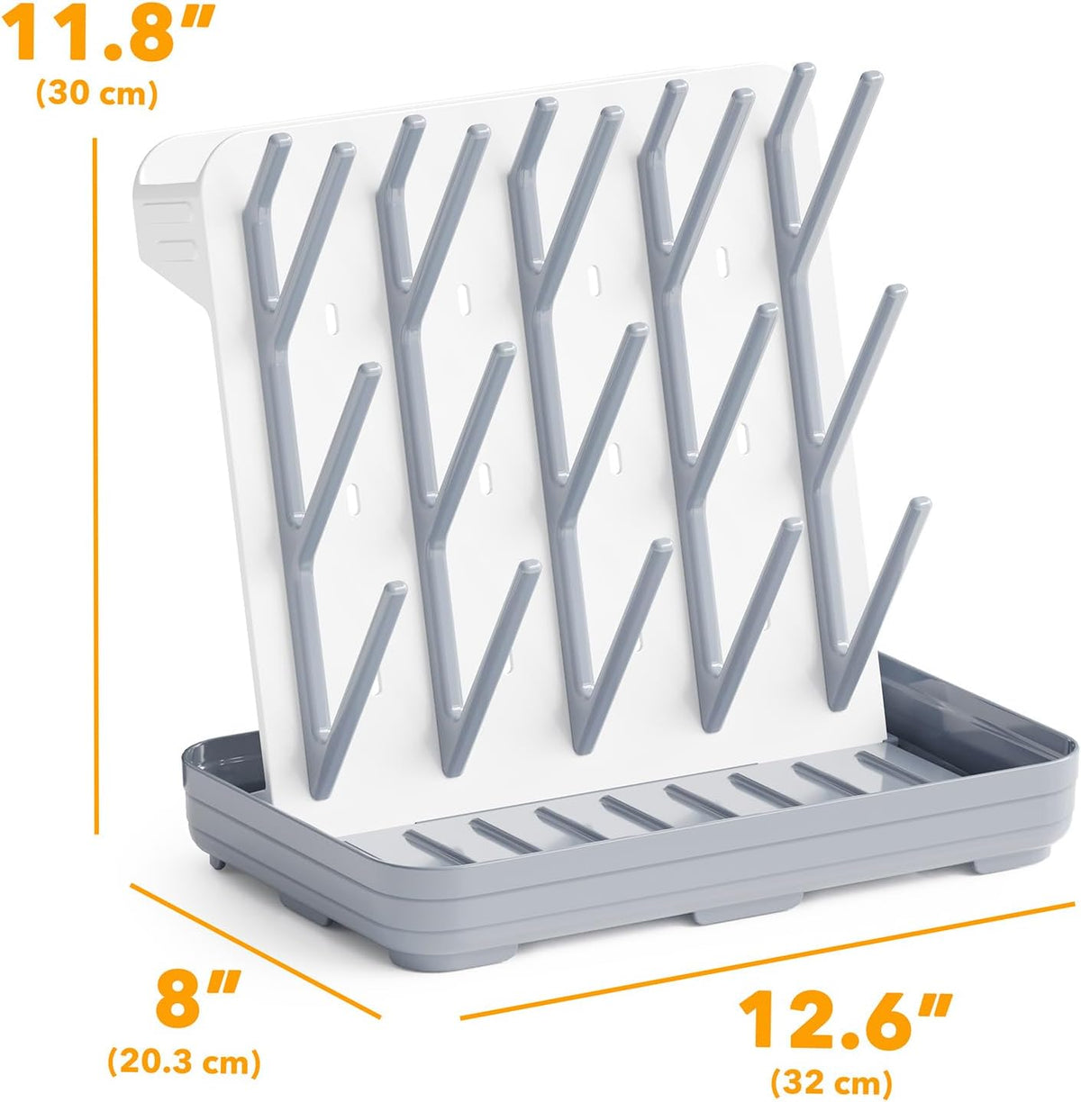 SpaceAid Baby Bottle Drying Rack with 20 Hooks, White and Gray