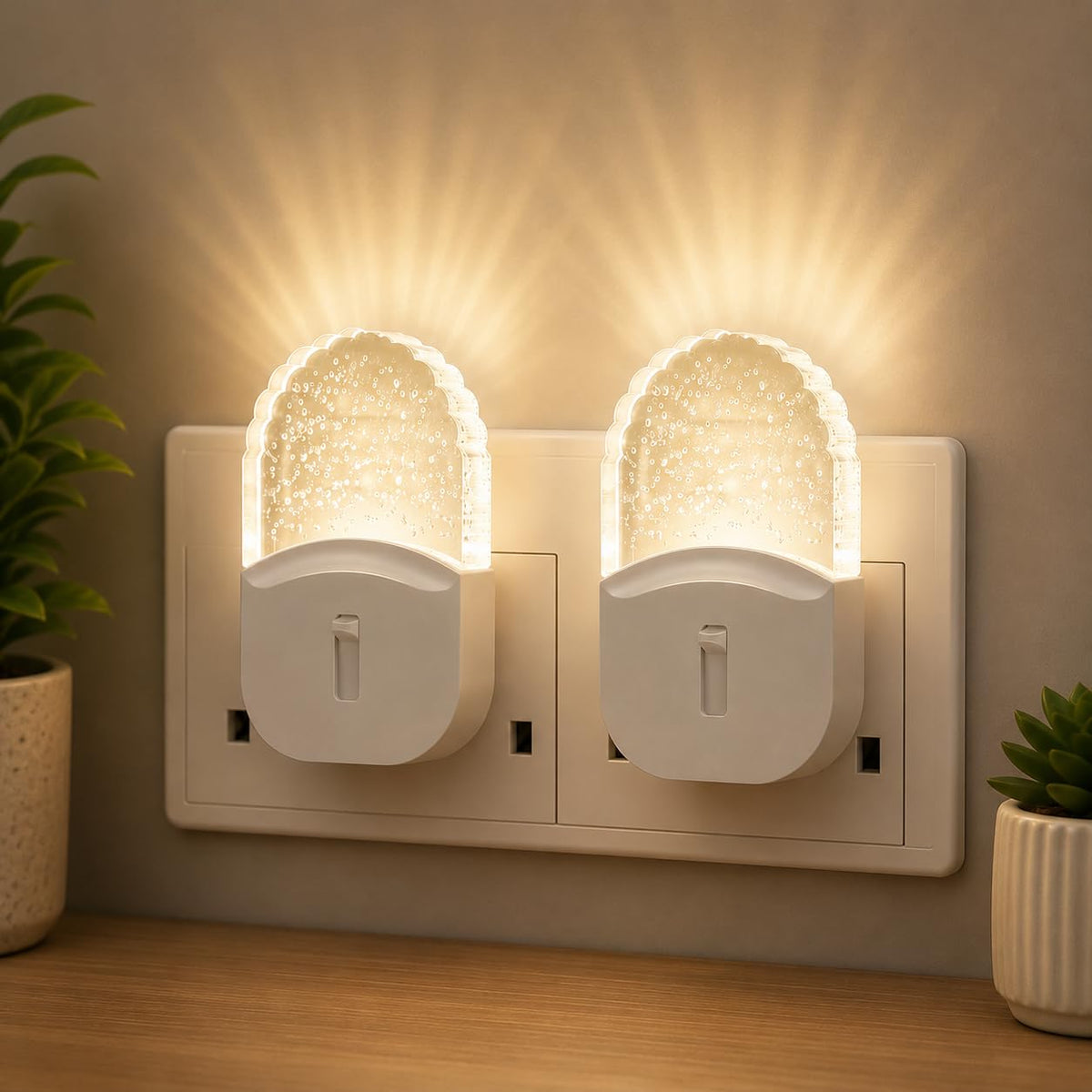 Emeritpro Night Light Plug in Wall with Dusk to Dawn Sensor, Warm White+RGB
