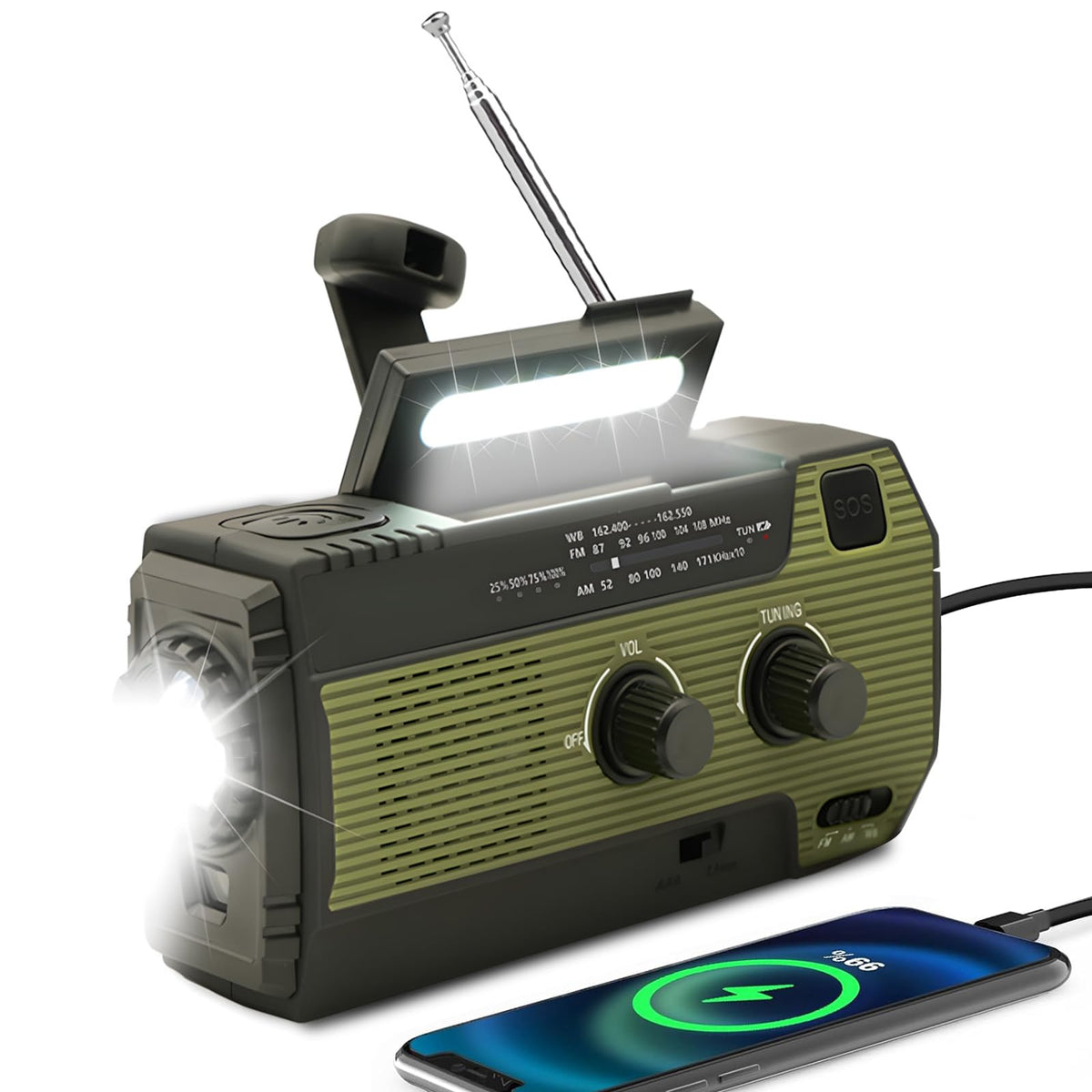 SOLARBABY Wind Up Solar Radio, Emergency Hand Crank Self Powered AM/FM Survival Solar Weather Radio with LED Flashlight,SOS Alarm,2000mAh Emergency Power Bank for Smart Phone (M-Orange)