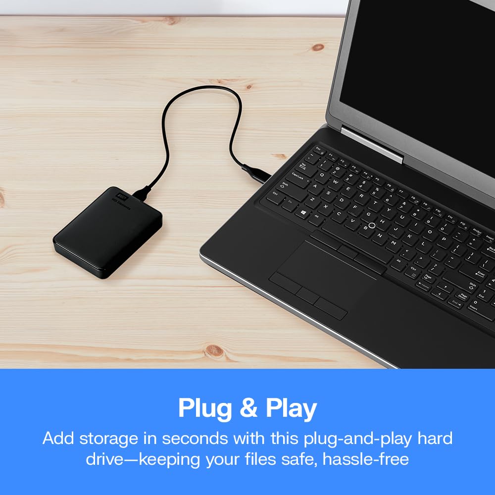 WD 5TB Elements AE Portable External Hard Drive, SuperSpeed USB 3.2 Gen 1/USB 3.0, Plug-and-Play, Formatted for Windows, Black