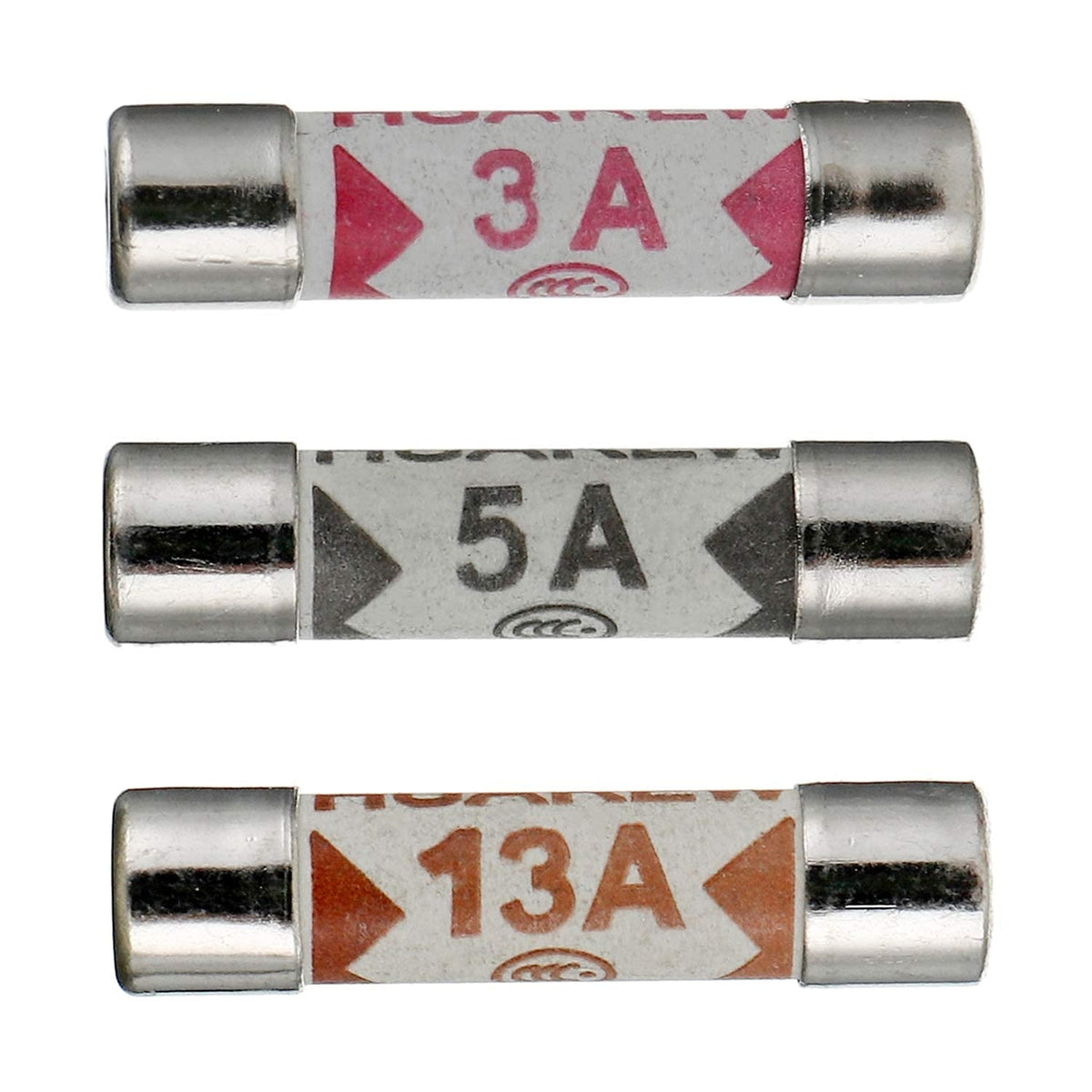 5 Values 100 Pcs 6.3x25 mm BS1362 1 3 5 10 13 A amp 240 V volt 0.248x0.984 Inch Ceramic Tube Fuses Assortment Kit