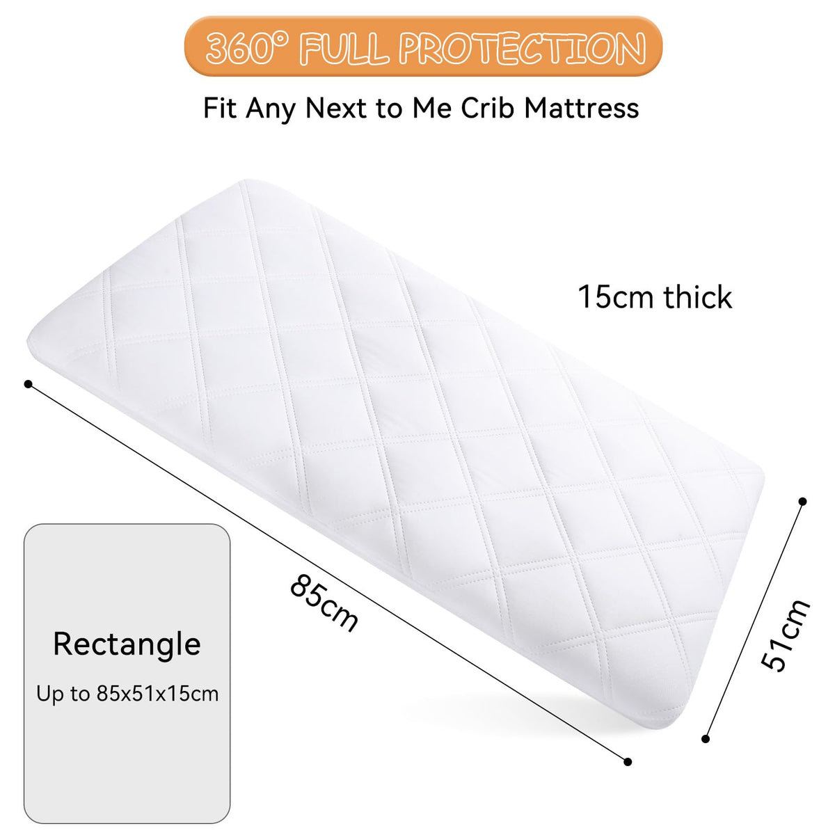 Yoofoss Waterproof Mattress Cover - Fitted Crib Mattress Protector - Hypoallergenic Baby Bed Sheet (60 X 120CM)