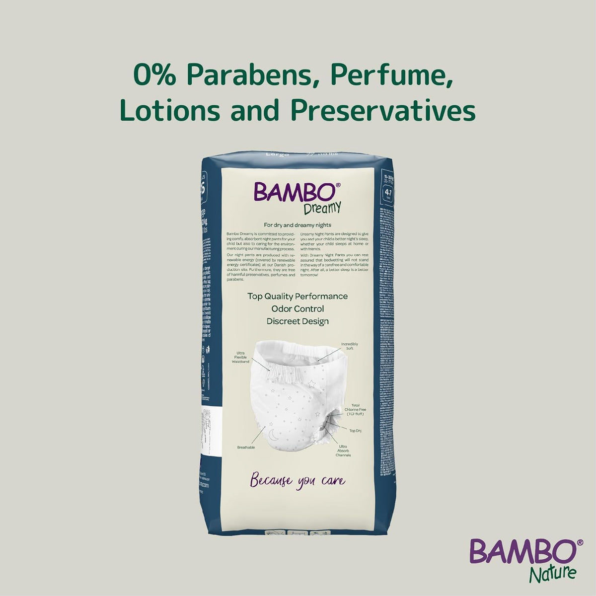 Bambo Nature Dreamy Night Pants Nappies, (Children Aged 8-15, 35-50kg), 10PK Pull Up Pants, Eco Nappies Keep Beds Dry All Night, Pull Ups Training Nappy, Secure, Comfortable, Potty Training