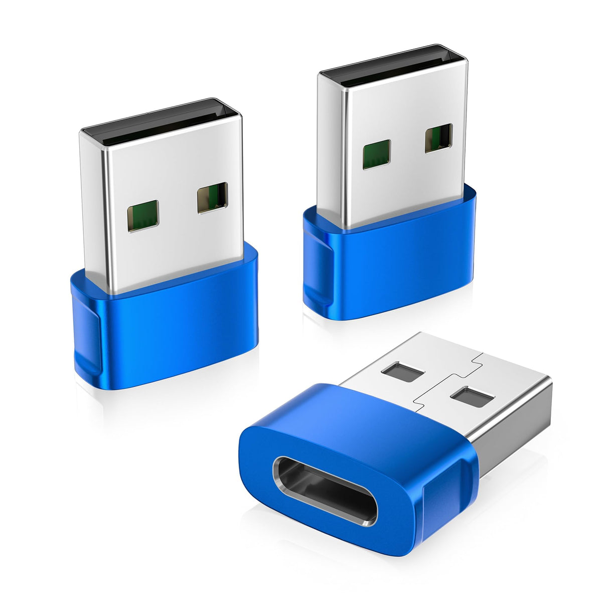 BASESAILOR USB to USB C Adapter 3Pack,Charger Plug for iPhone Duo 18 17 Pro