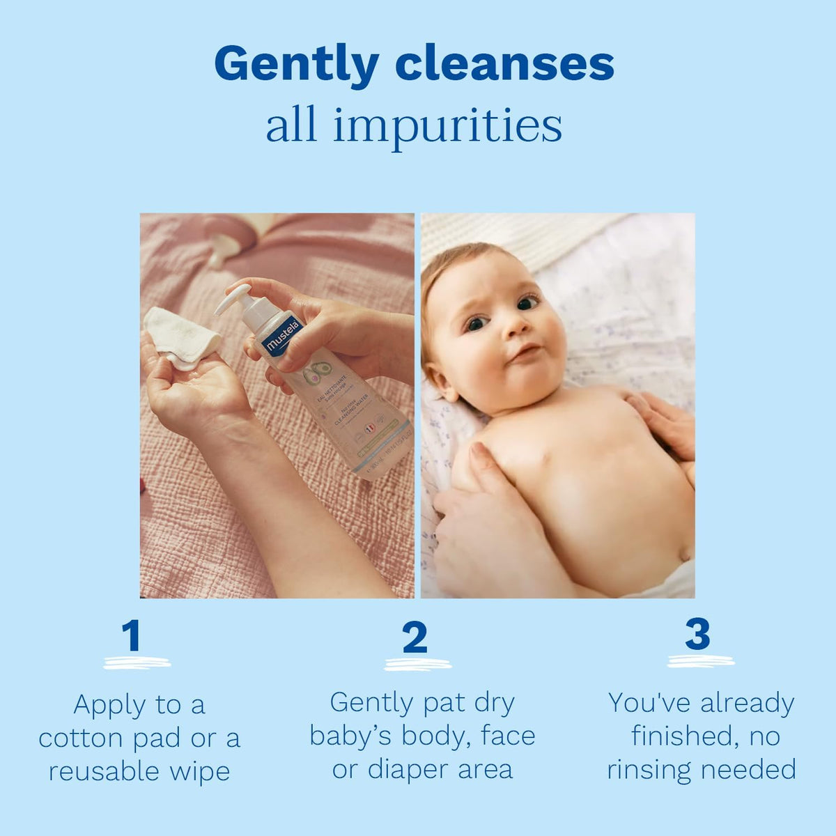 Mustela No Rinse Cleansing Water for Baby - Gentle Micellar Water - 300ml