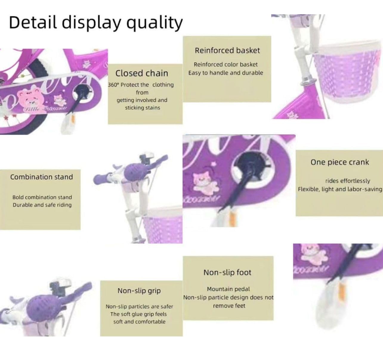 Girls Bike 16" Purple with Stabilisers, Basket & Bell — Adjustable Seat & Handlebars