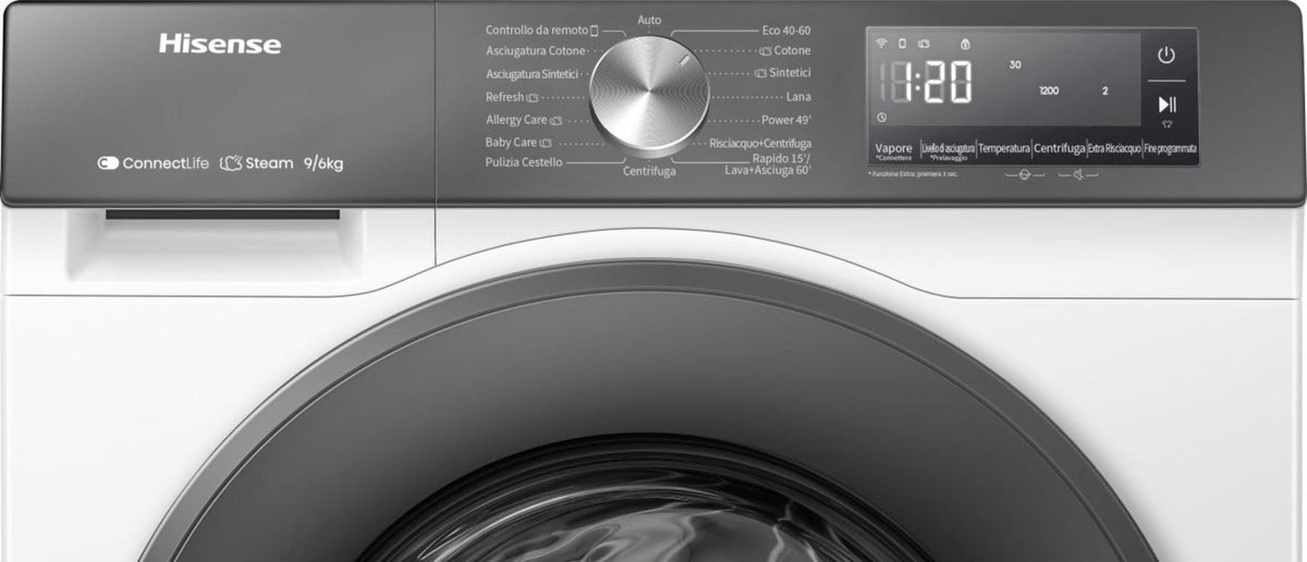 Hisense 3S Series WD3S8043BB3 Wifi Connected 8Kg and 5Kg Washer Dryer with 1400 rpm - Black - A-D Rated