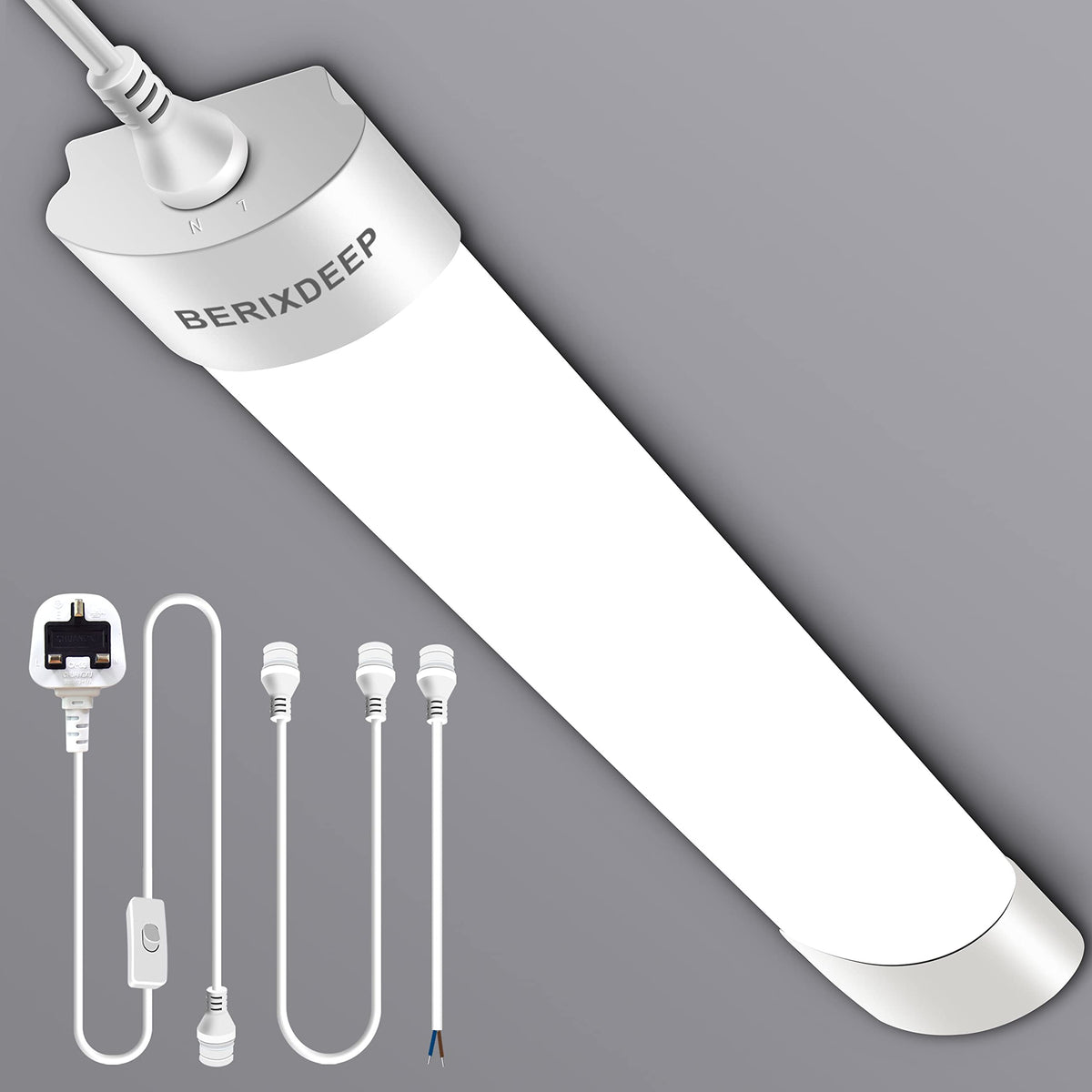Plug and Play LED Batten Light 4ft with 3m Cable, 36w, 6500K
