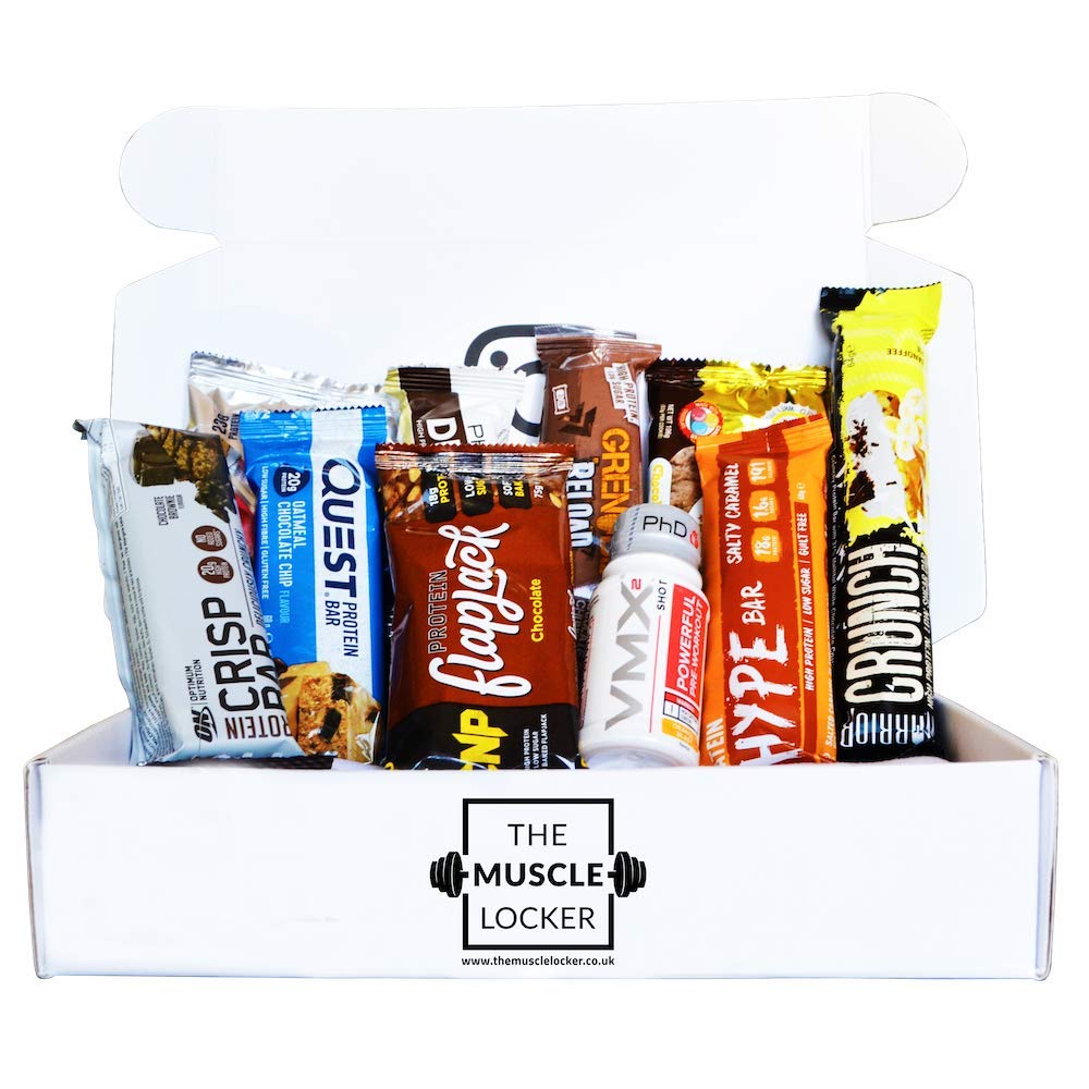Muscle Locker Protein Snack Box - Gym Gifts for Men & Women - High Protein Hamper with Bars & Snacks - Fitness Gift for Gym Lovers - High Protein Selection Box