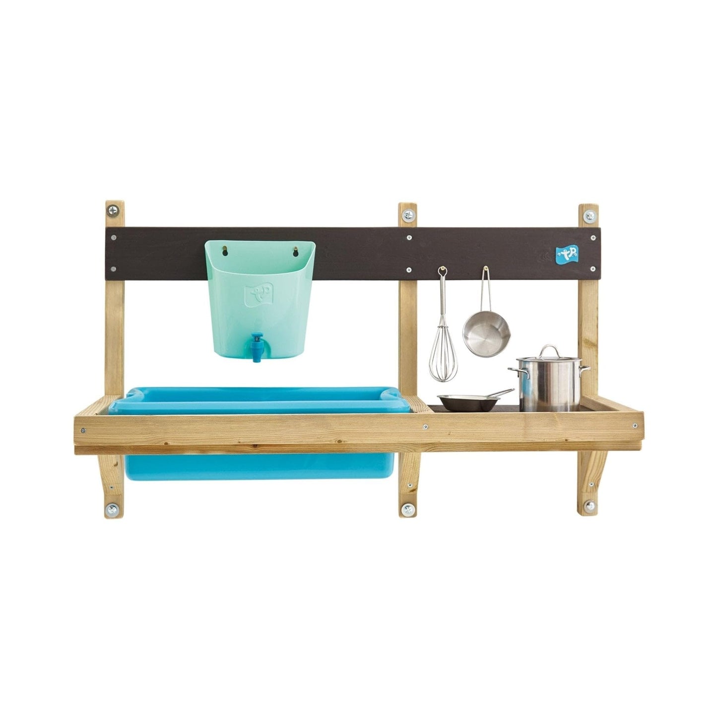 TP Toys, Early Fun Mud Kitchen Playhouse Accessory, Bolt on Mud Kitchen Attachement for a Playhouse, Includes Water Butt, Splash Tub, Pans, Mixing Whisk, Messy Play, 31 x 55 x 56 cm