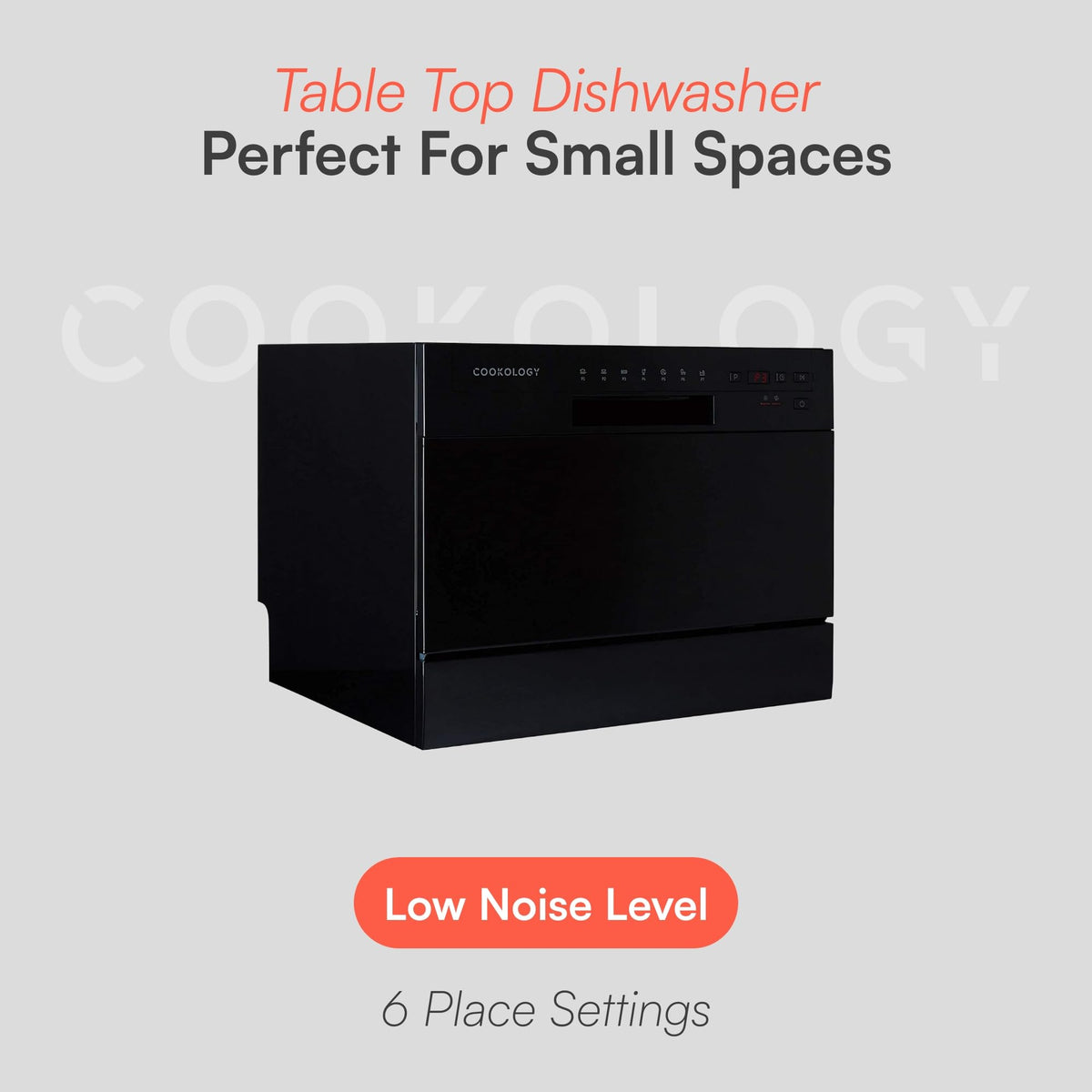 Cookology 6.5L Mini Countertop Dishwasher - 6 Place Settings - White