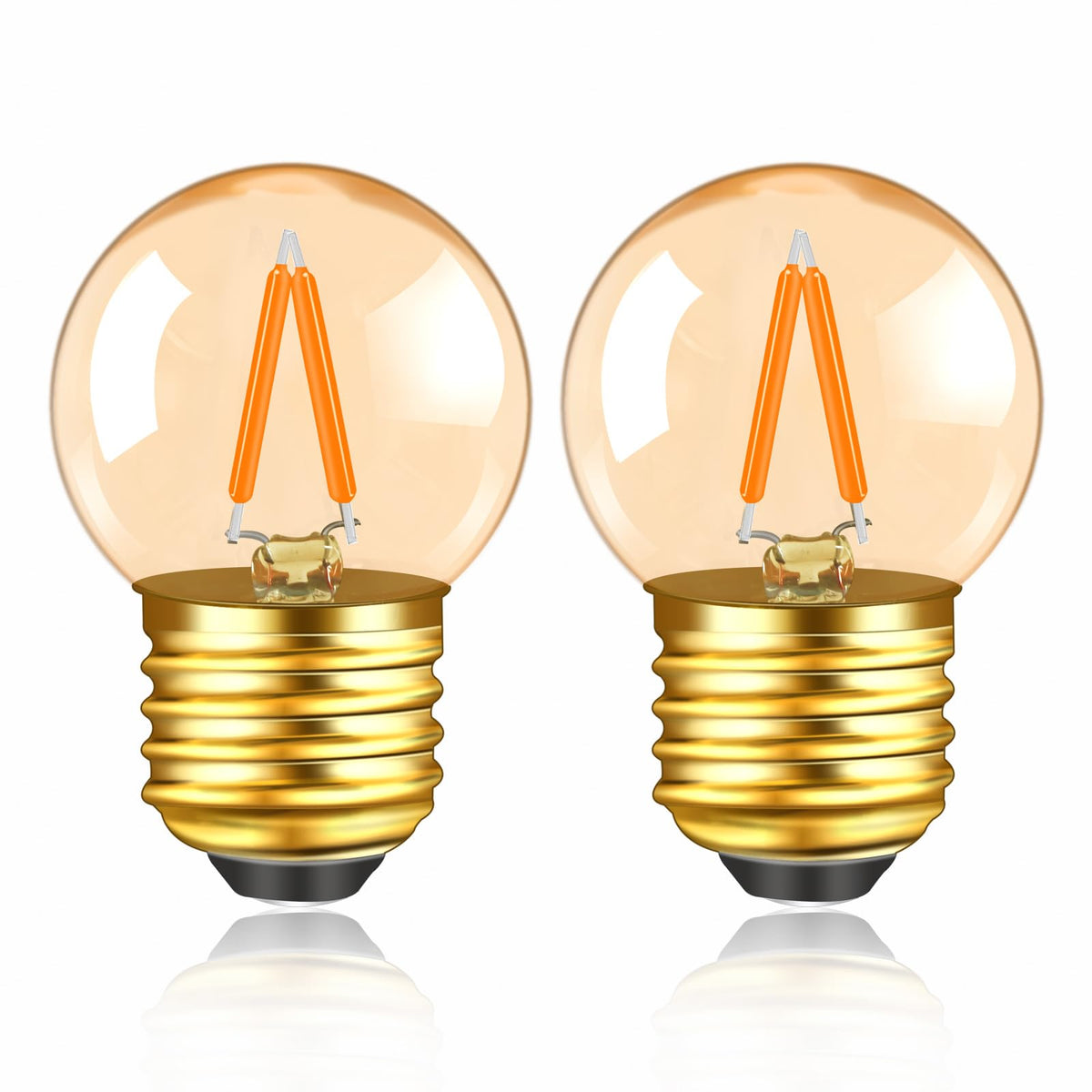 Caldarax 0.5W E14 LED Vintage Night Light Bulb, Mini C7 LED Filament Candle Bulbs Amber Warm White 2200K E14 Orange SES Small Edison Screw Salt Lamp Bulbs, 5W Equivalent, Non Dimmable, 2 Pack