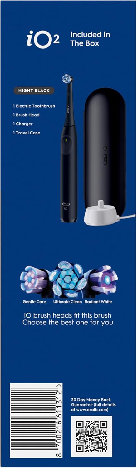 Oral-B iO2 Electric Toothbrush for Adults, Night Black, with Travel Case