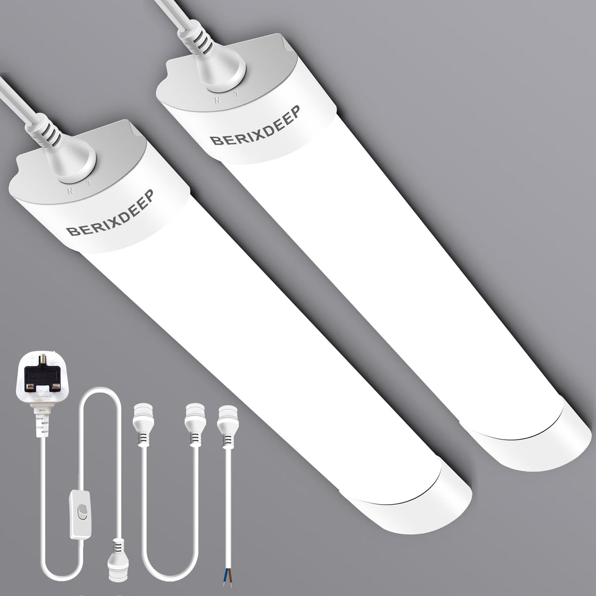 Plug and Play LED Batten Light 4ft with 3m Cable, 36w, 6500K