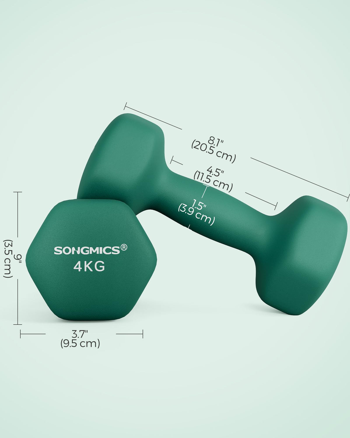 SONGMICS Set of 2 Hex Dumbbells with Neoprene Coating for Strength Training, Fitness, Home Workout