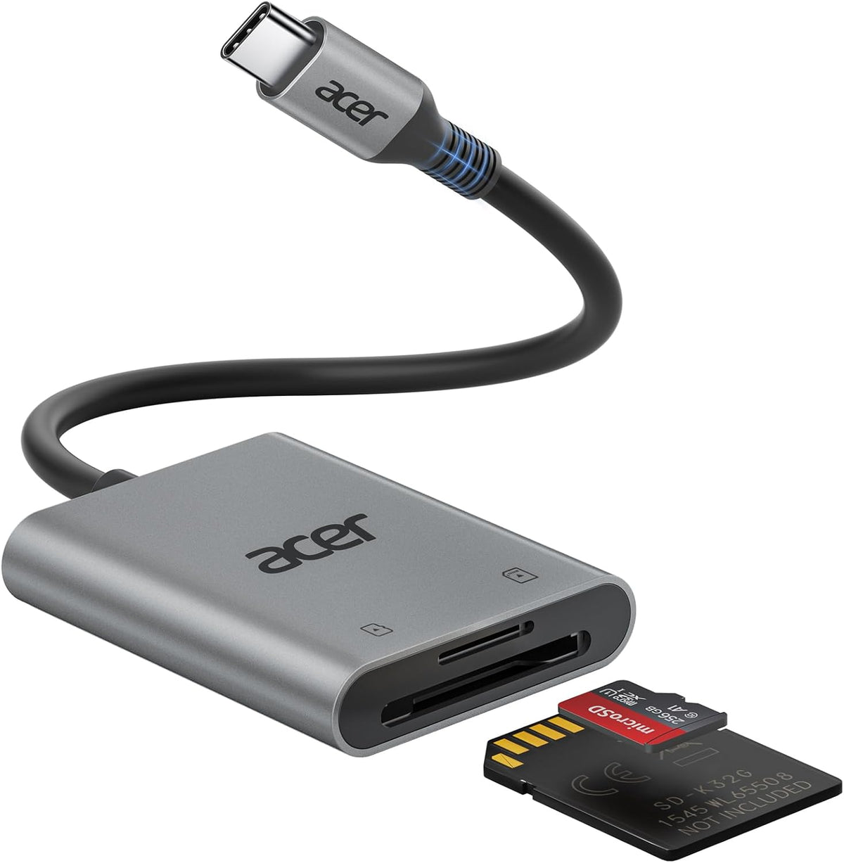 acer USB-C SD Card Reader 170MB/s, Type-C Micro SD Card Adapter Aluminium