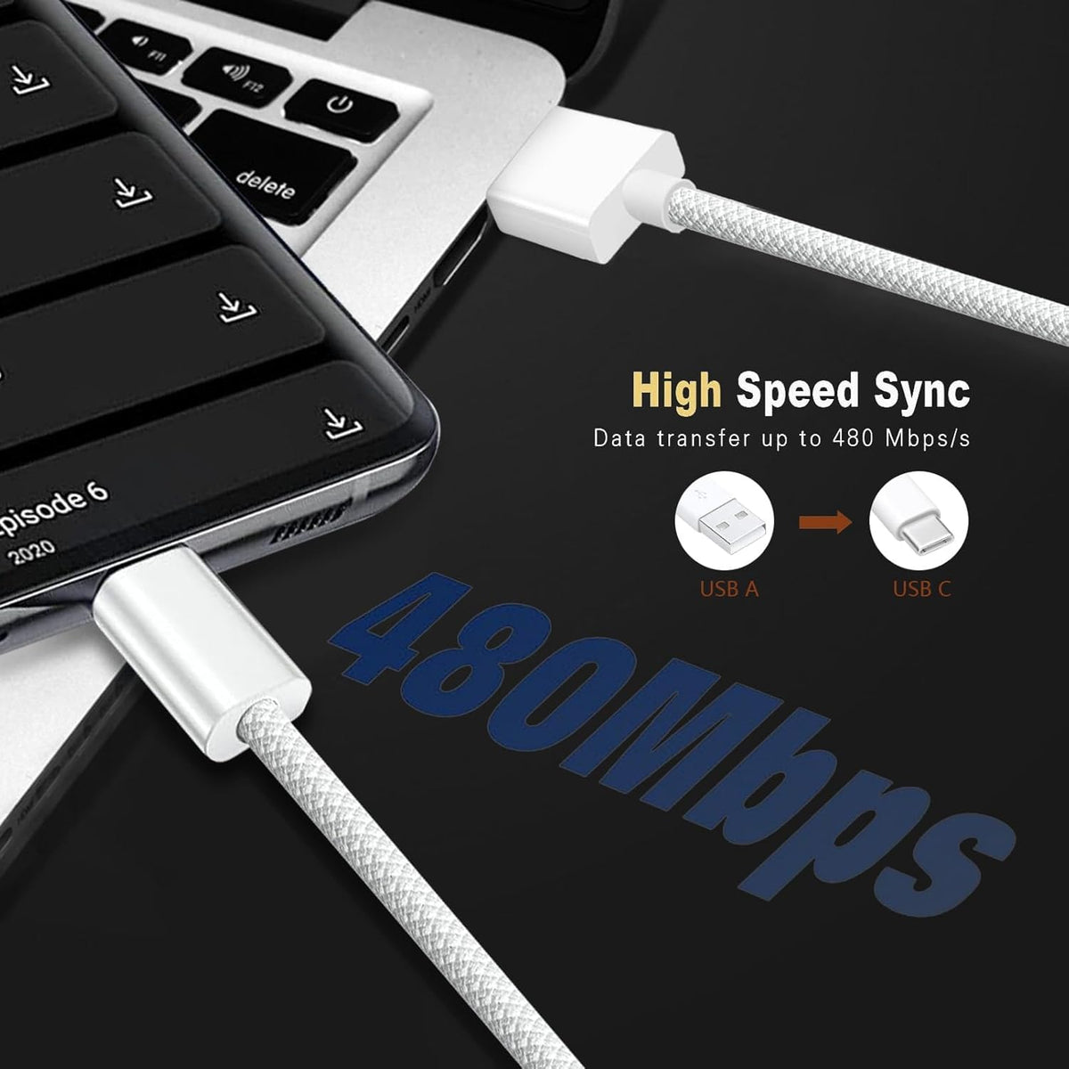 IPhone 18/17/16/15 Car Carplay Charger Cable, USB A to USB C Woven Cable Compatible for IPhone 17E, 16E,18/17/16/15 pro max, Plus, Air Charging Cord, AirPods 4/5 Pro(2nd/3rd Gen) Charging Power Cable