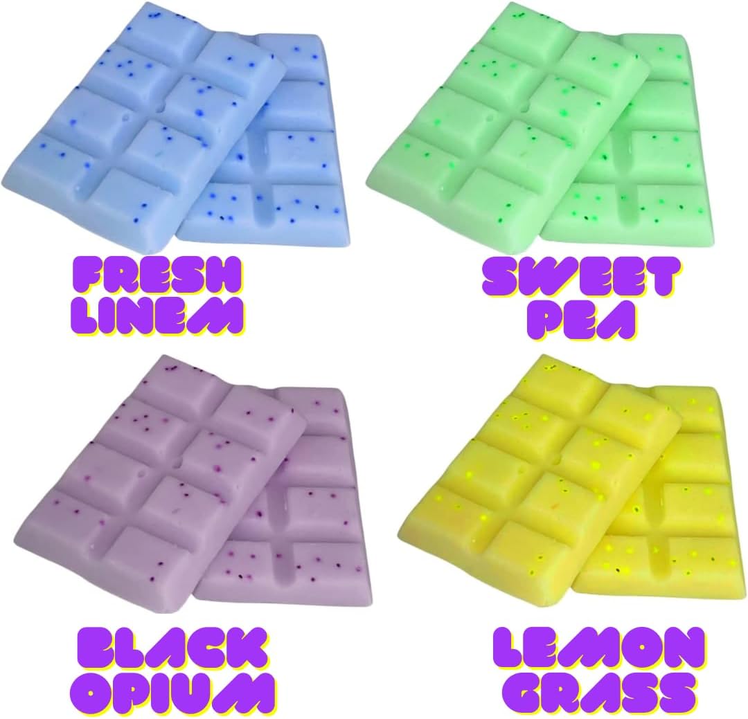 Wax Melts – 4 X Snap Bars - (Lemon Grass, Black Opium, Fresh Linen, SweetPea) – Scented Soy Wax Melts Vegan