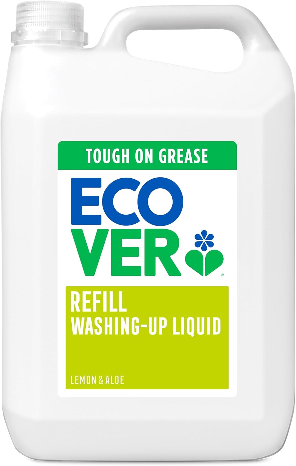 Ecover Washing Up Liquid Refill, Lemon & Aloe Vera, Grease Cutting, 5L